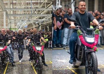 Ola’s Roadster X motorcycle rolls out from its Krishnagiri factory